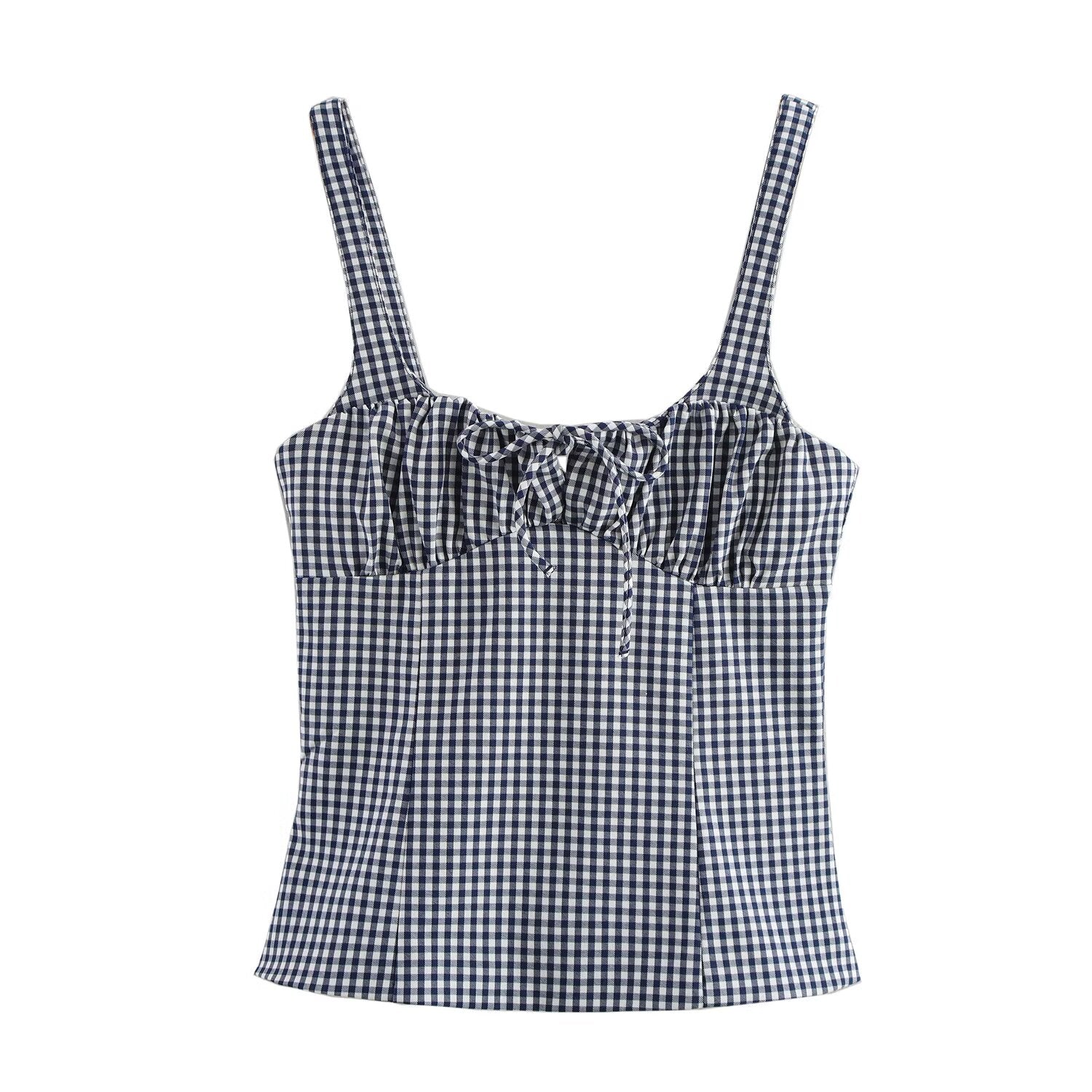 Women Plaid Stretch Sexy Short Top