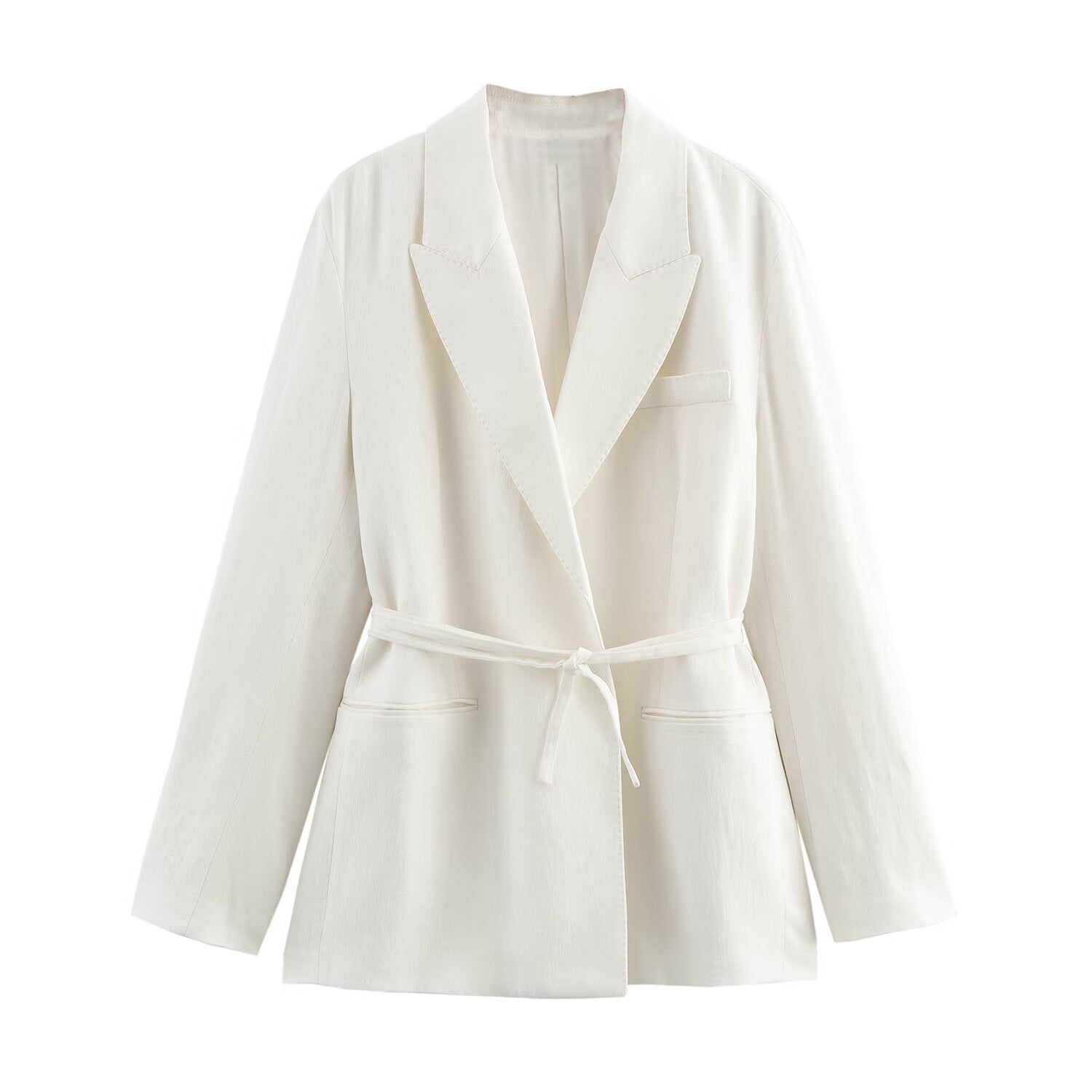 Women Spring Blended Blazer Pleated Pants Sets