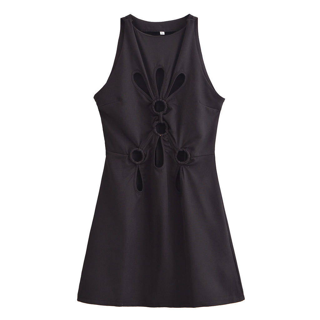 Women Sexy Cutout Sleeveless round Neck Graceful Vest Dress