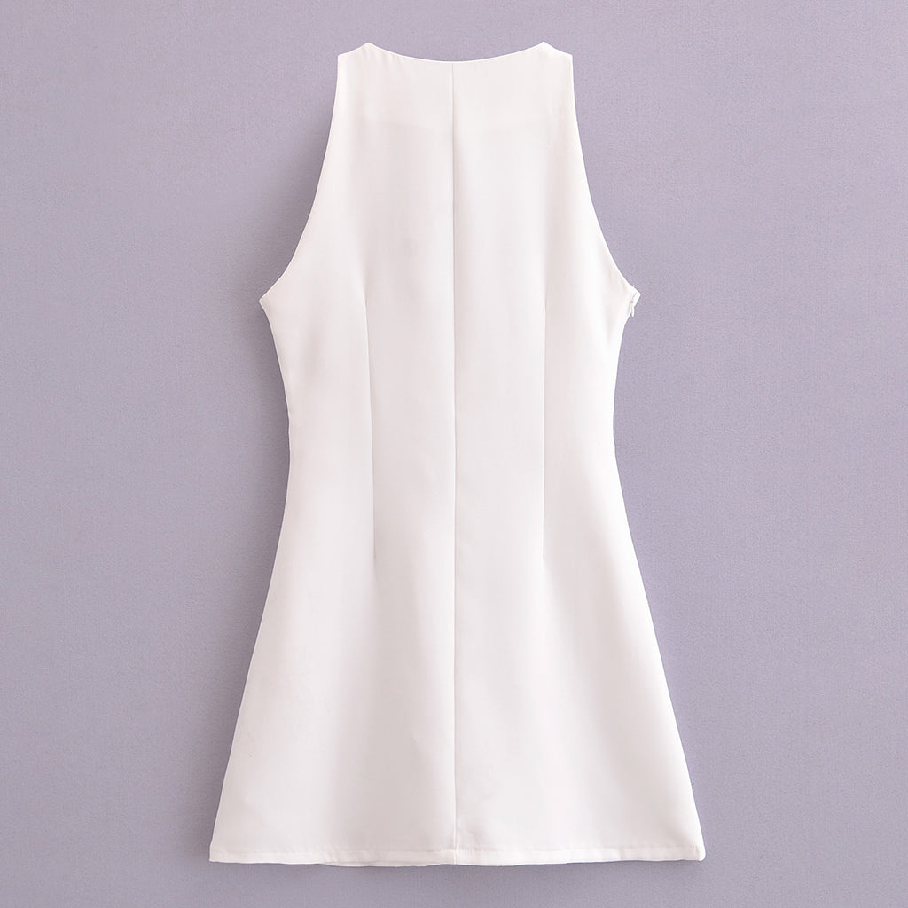 Women Sexy Cutout Sleeveless round Neck Graceful Vest Dress