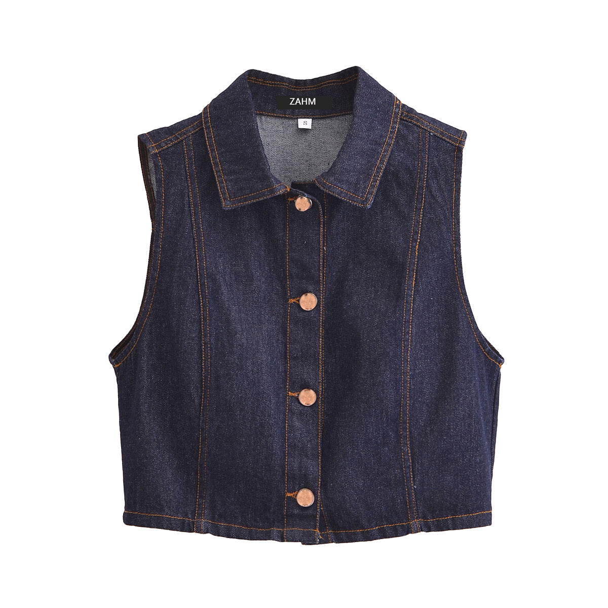 Spring Women Clothing Collared Sleeveless Denim Vest Skirt