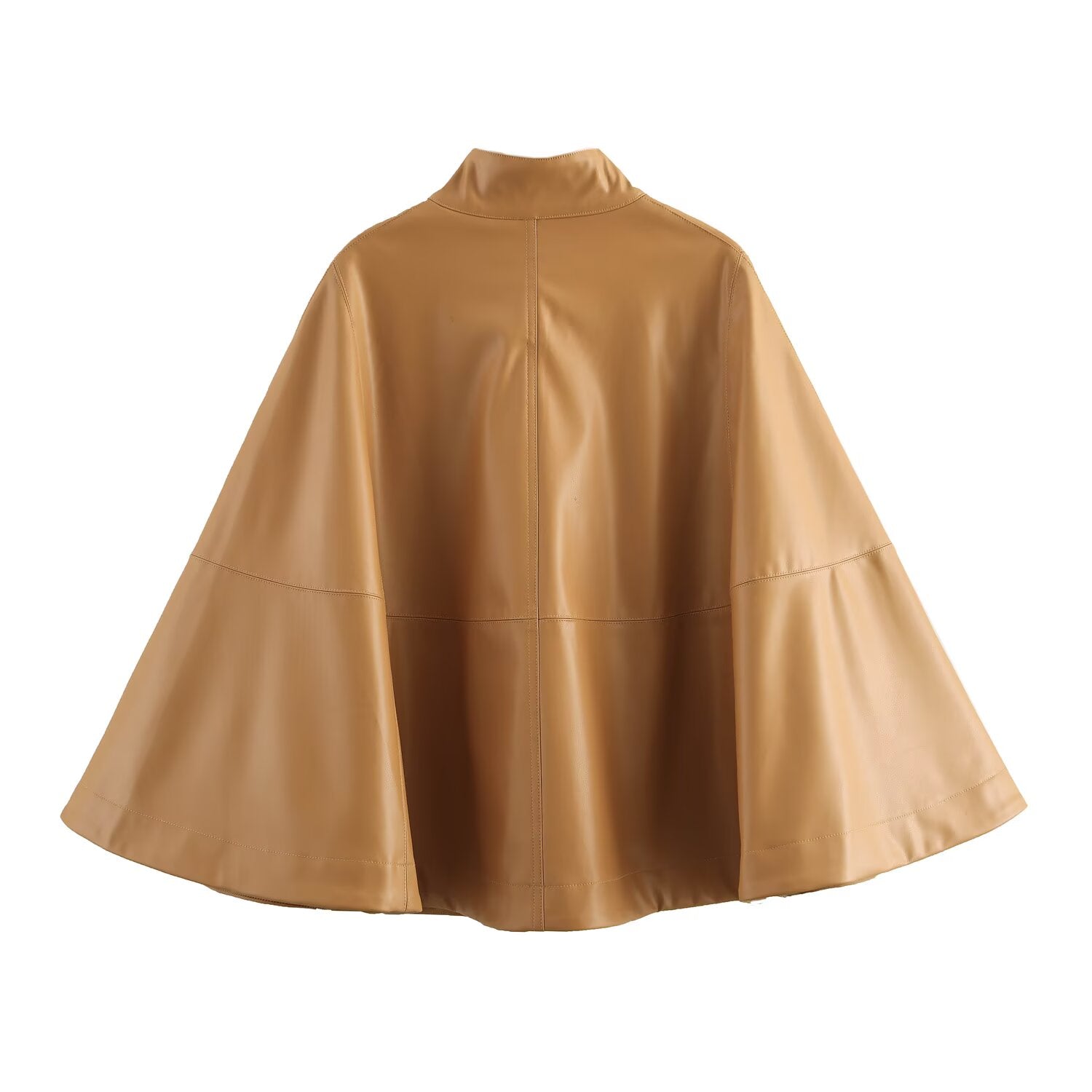 Spring Zipper Leather Short Cloak Women Leather Top Coat
