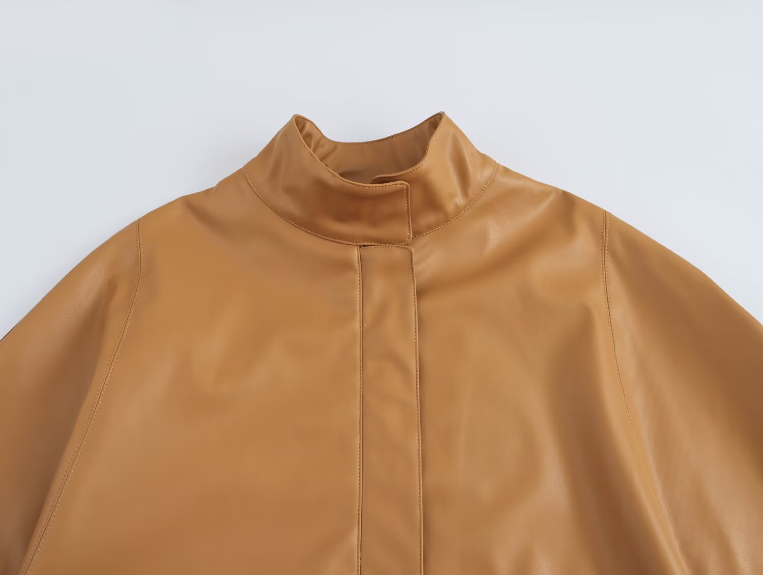 Spring Zipper Leather Short Cloak Women Leather Top Coat