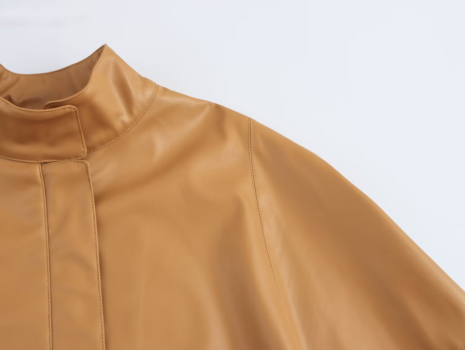 Spring Zipper Leather Short Cloak Women Leather Top Coat