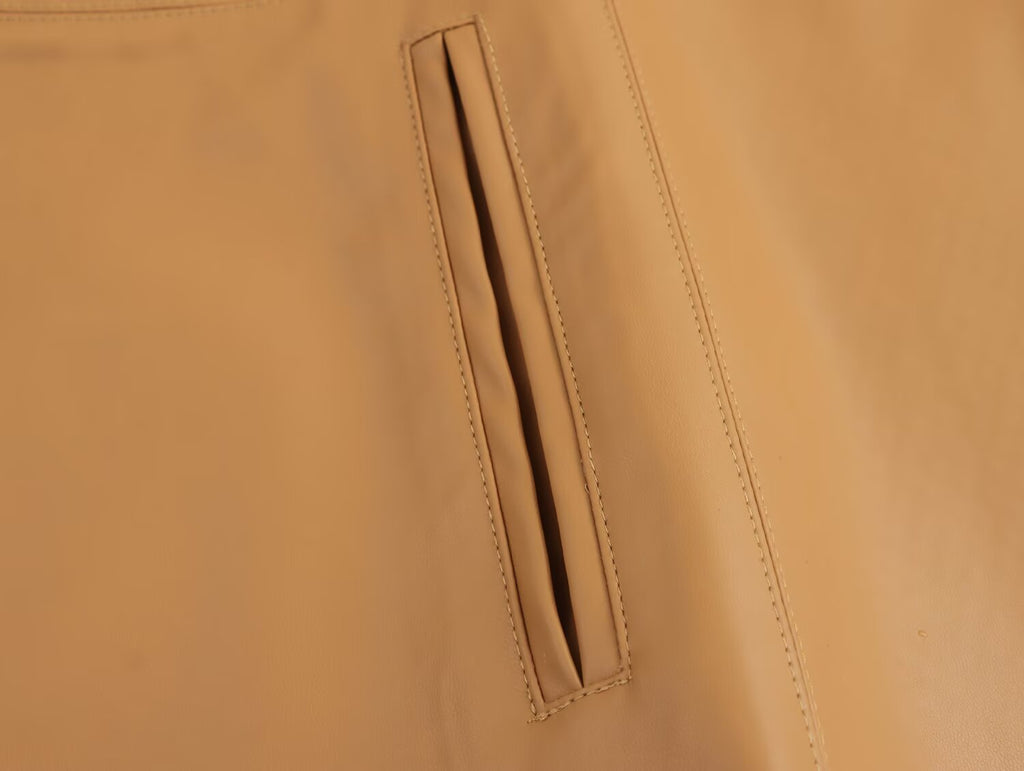 Spring Zipper Leather Short Cloak Women Leather Top Coat