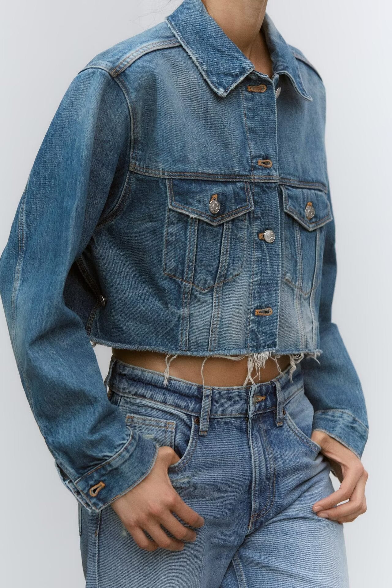 Autumn Winter Retro Collared Single Breasted Short Denim Jacket