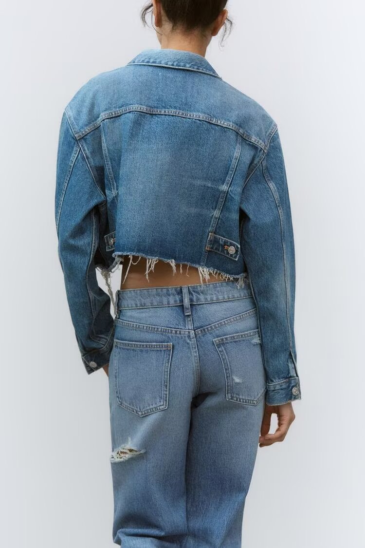 Autumn Winter Retro Collared Single Breasted Short Denim Jacket