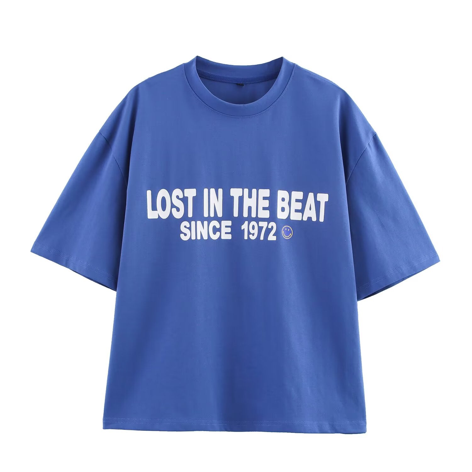 Spring Summer Women Casual Loose round Neck Printed Short Sleeved T shirt