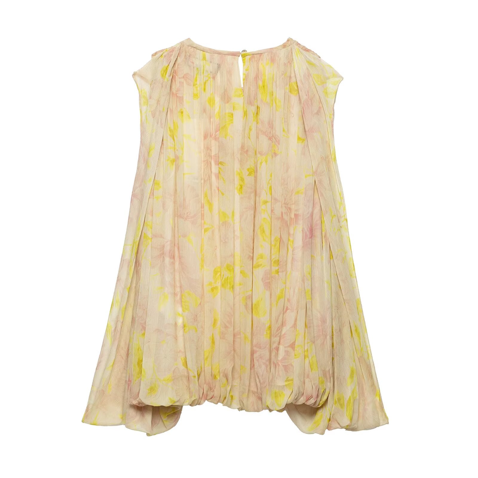 Spring Summer Women Loose Casual Laid Back round Neck Sleeveless Printed Design Shirt