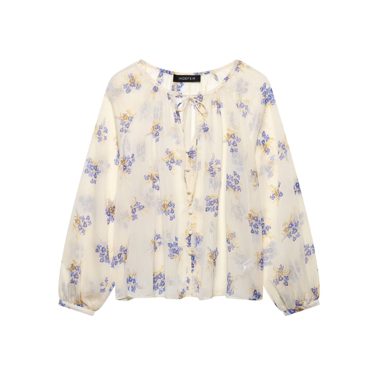 Women Floral Print Translucent Shirt