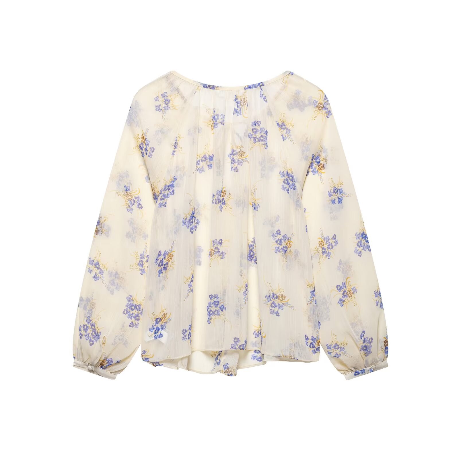 Women Floral Print Translucent Shirt