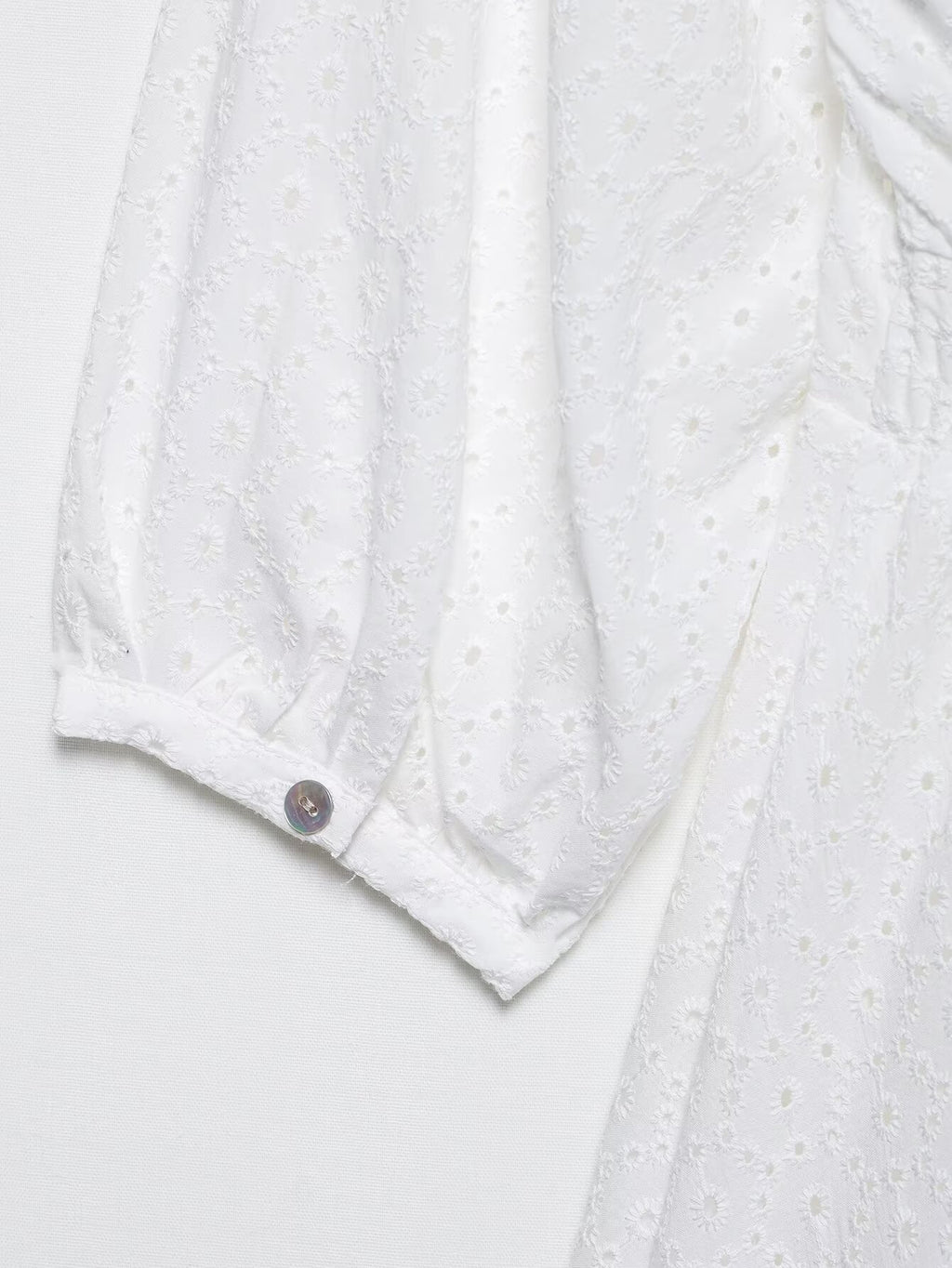 Texture Long Sleeve Waist Draping Effect White Dress Women