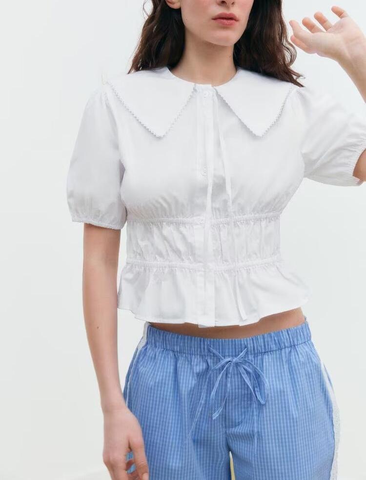Women Clothing Western Youthful Looking Fashionable Short Sleeve Shirt