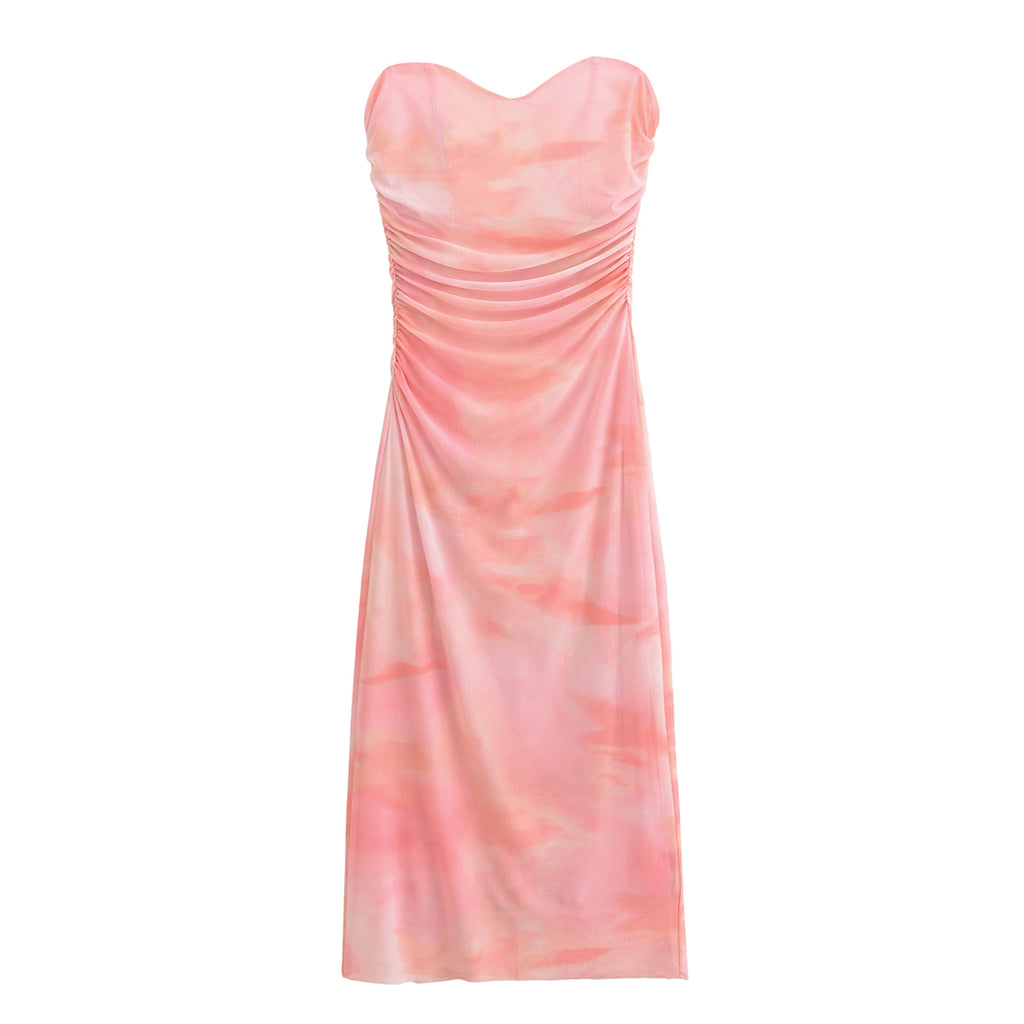 Women Clothing Spring Summer Printed Tube Top Dress Tube Top Dress