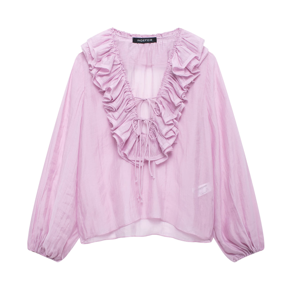 Women Clothing Casual Simple Laminated Decoration Shirt