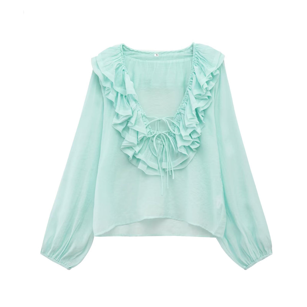 Women Clothing Casual Simple Laminated Decoration Shirt