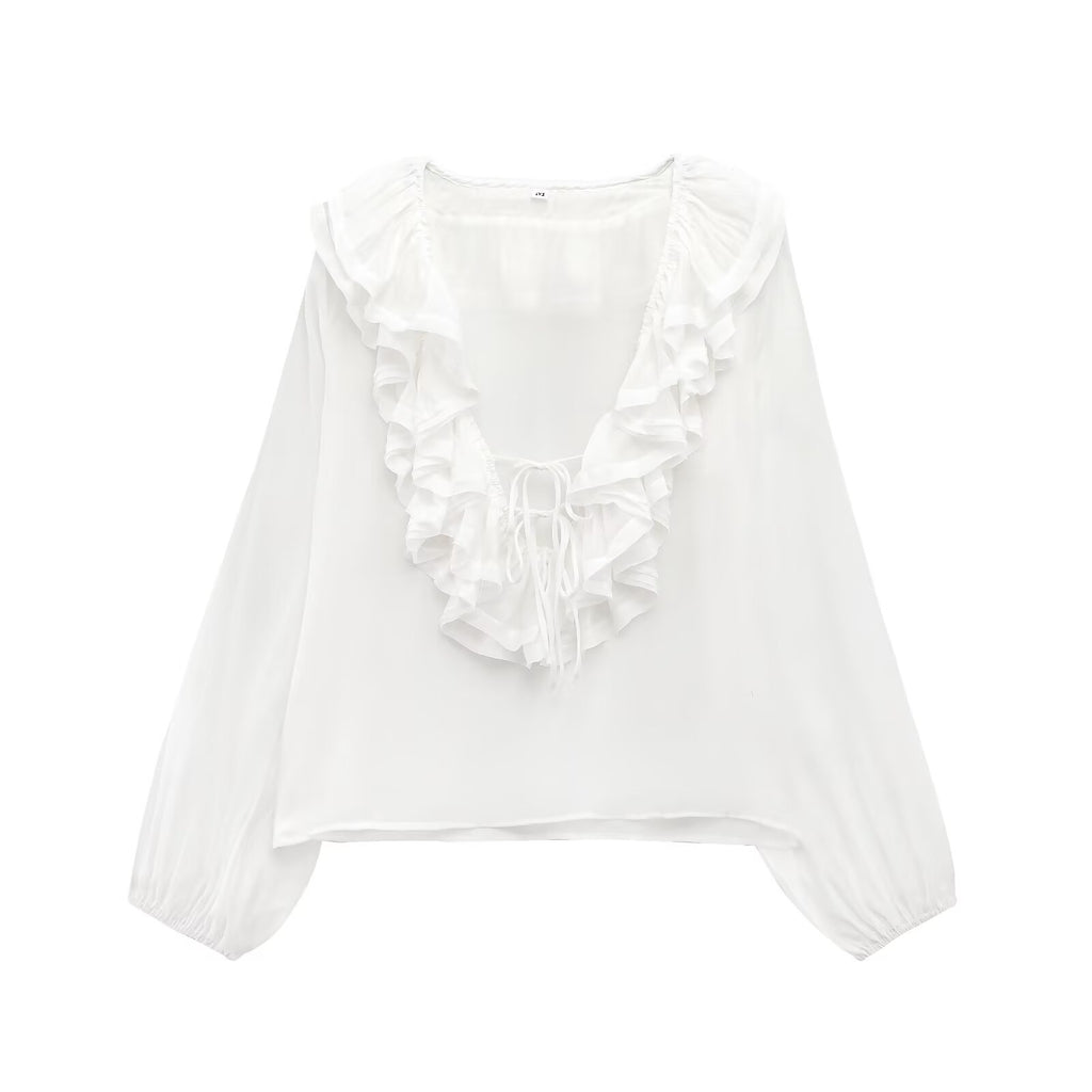 Women Clothing Casual Simple Laminated Decoration Shirt