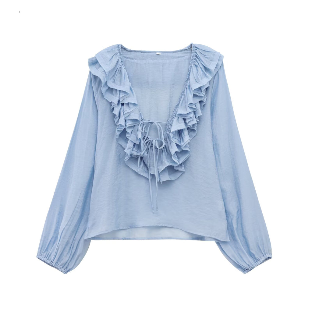 Women Clothing Casual Simple Laminated Decoration Shirt