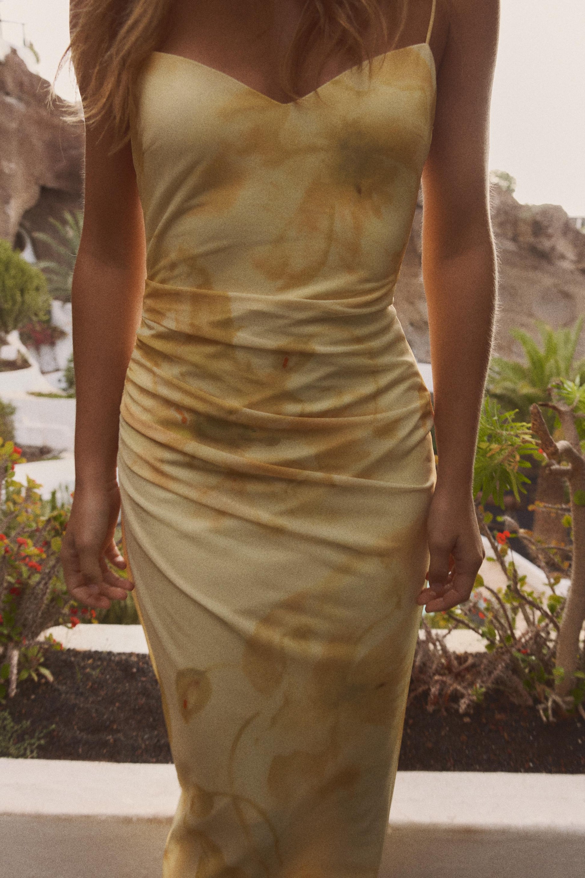 Women Clothing Printed Silk Net Sleeveless Midi Dress