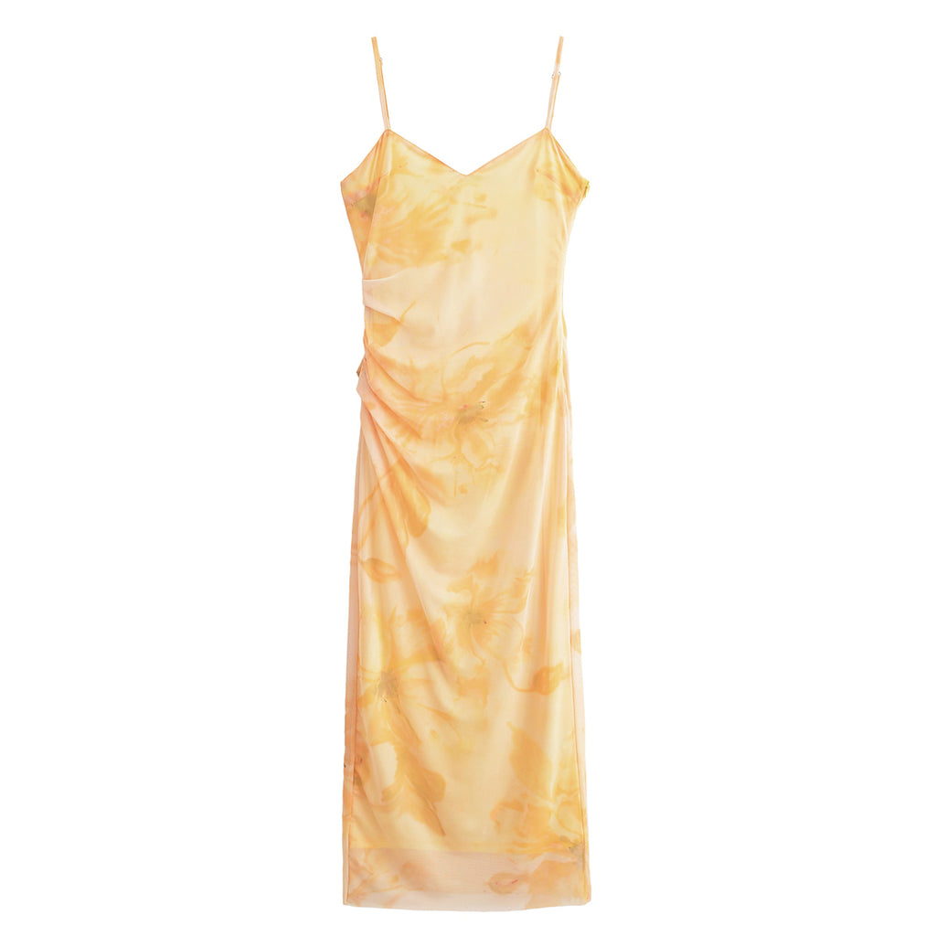 Women Clothing Printed Silk Net Sleeveless Midi Dress