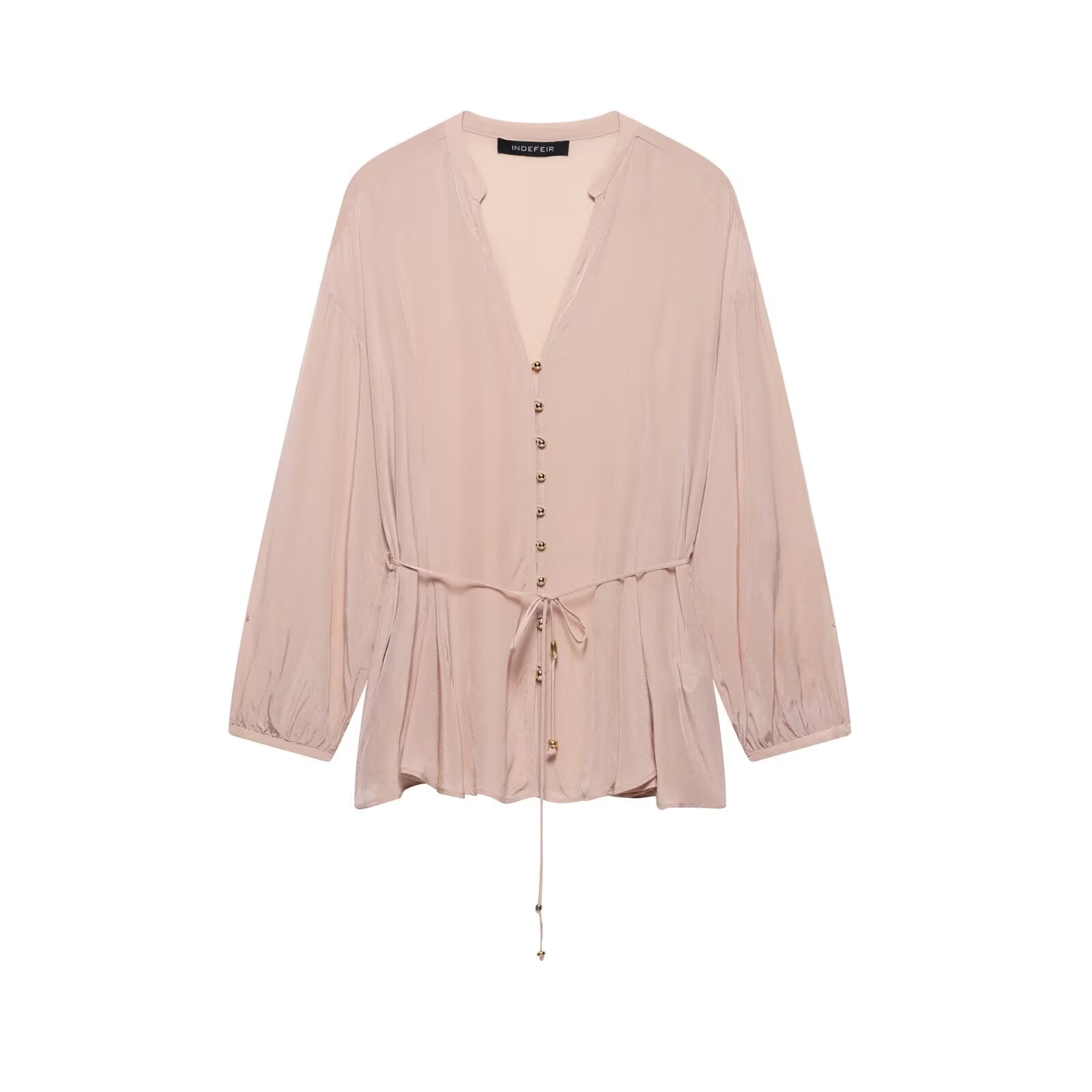 Women Clothing Thin Belt Linen Shirt