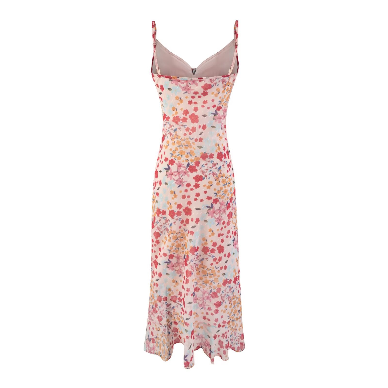 Summer Floral Print High Waist Slim Fit One Step Mid Length Dress