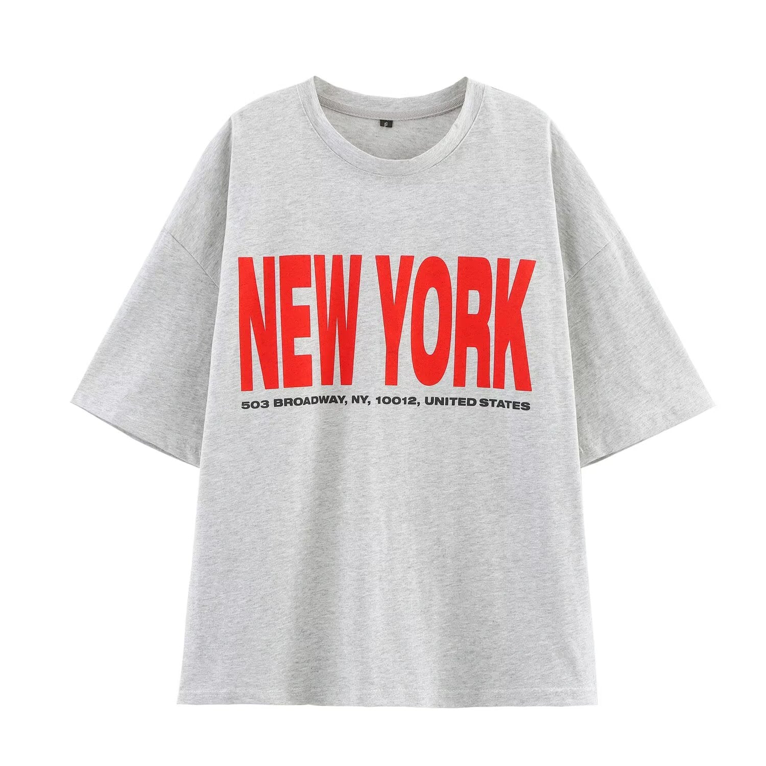 Women Clothing Summer Letter Graphic Print Loose round Neck Short Sleeve