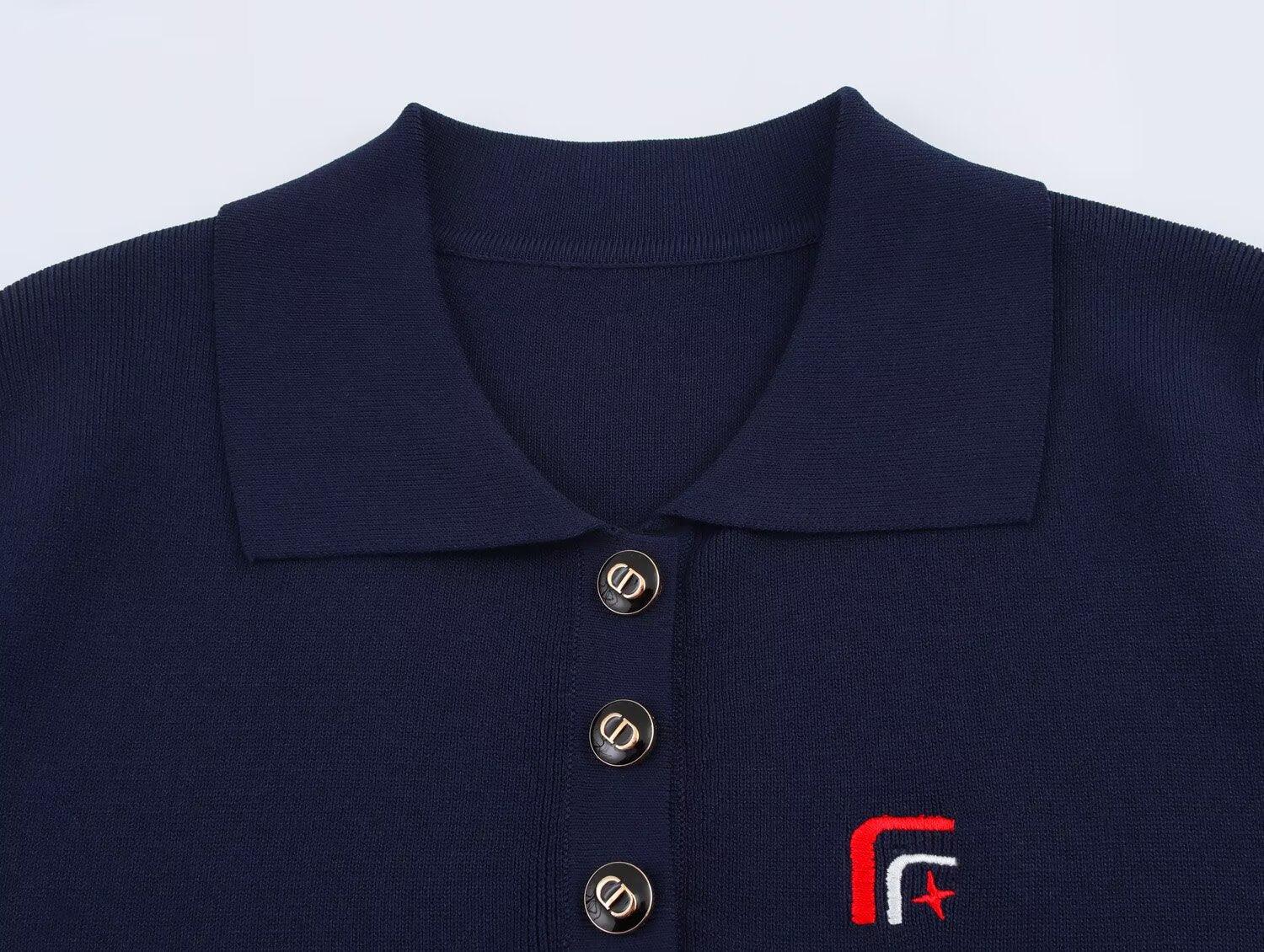 Spring Women Clothing All Match Casual Embroidered Polo Shirt Collar Sweater