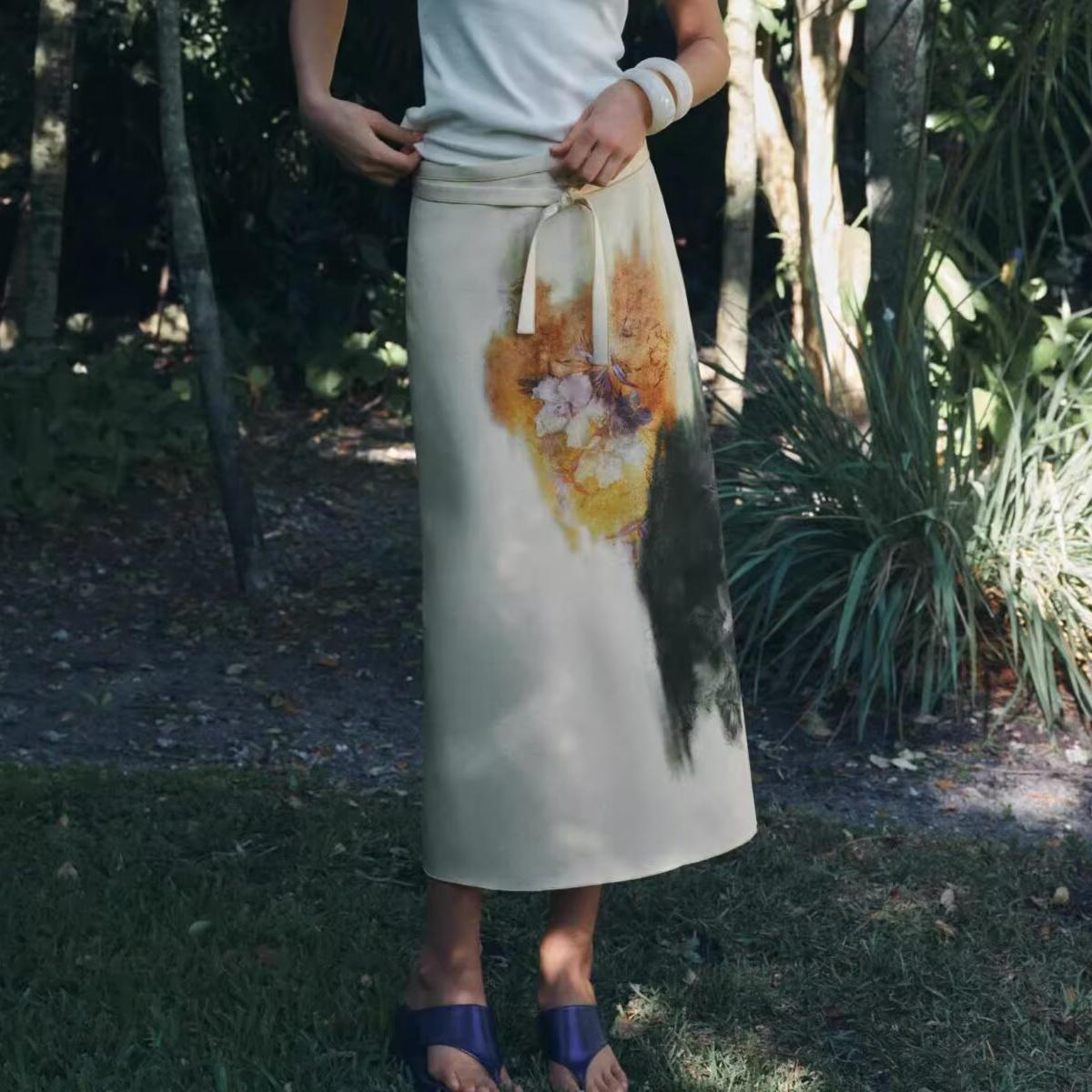 Summer Casual Slim Fit Slimming Printed Midi Skirt