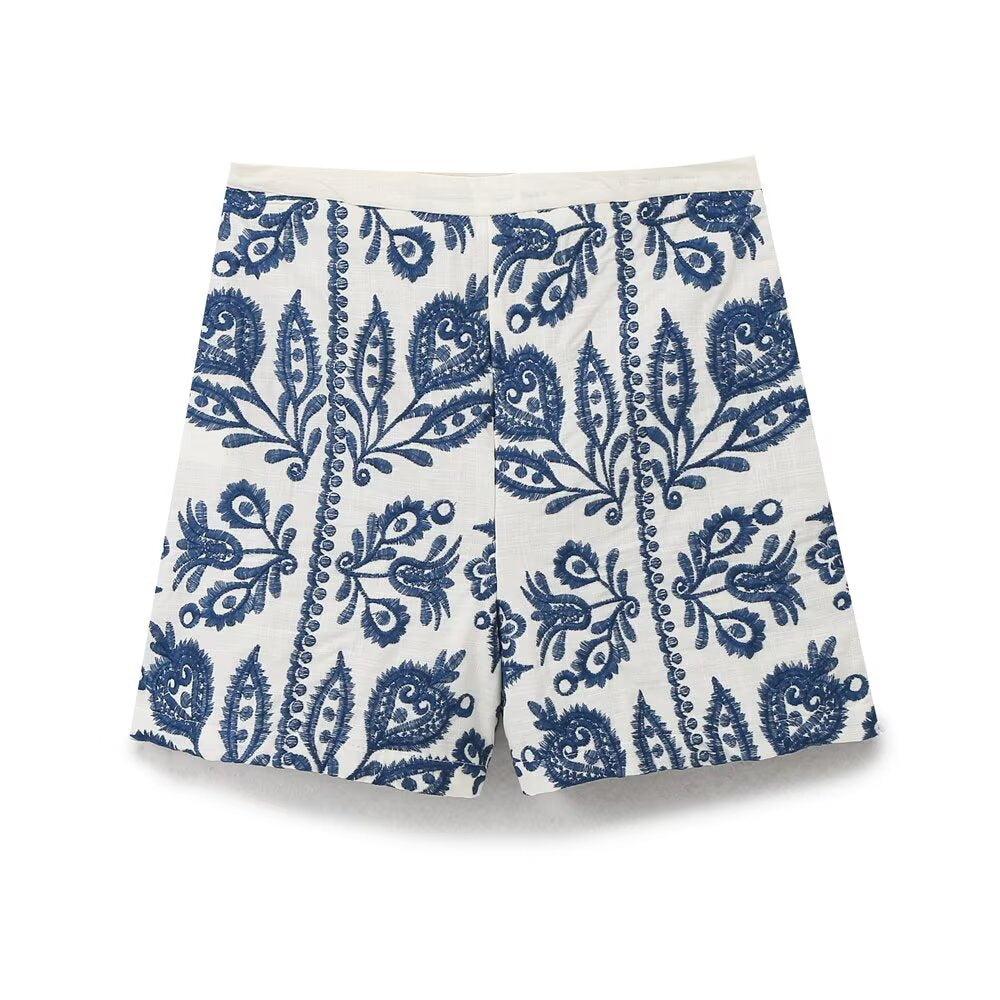 Fall Women Clothing Stylish Simple Embroidered Casual Shorts