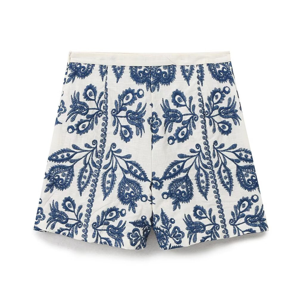 Fall Women Clothing Stylish Simple Embroidered Casual Shorts