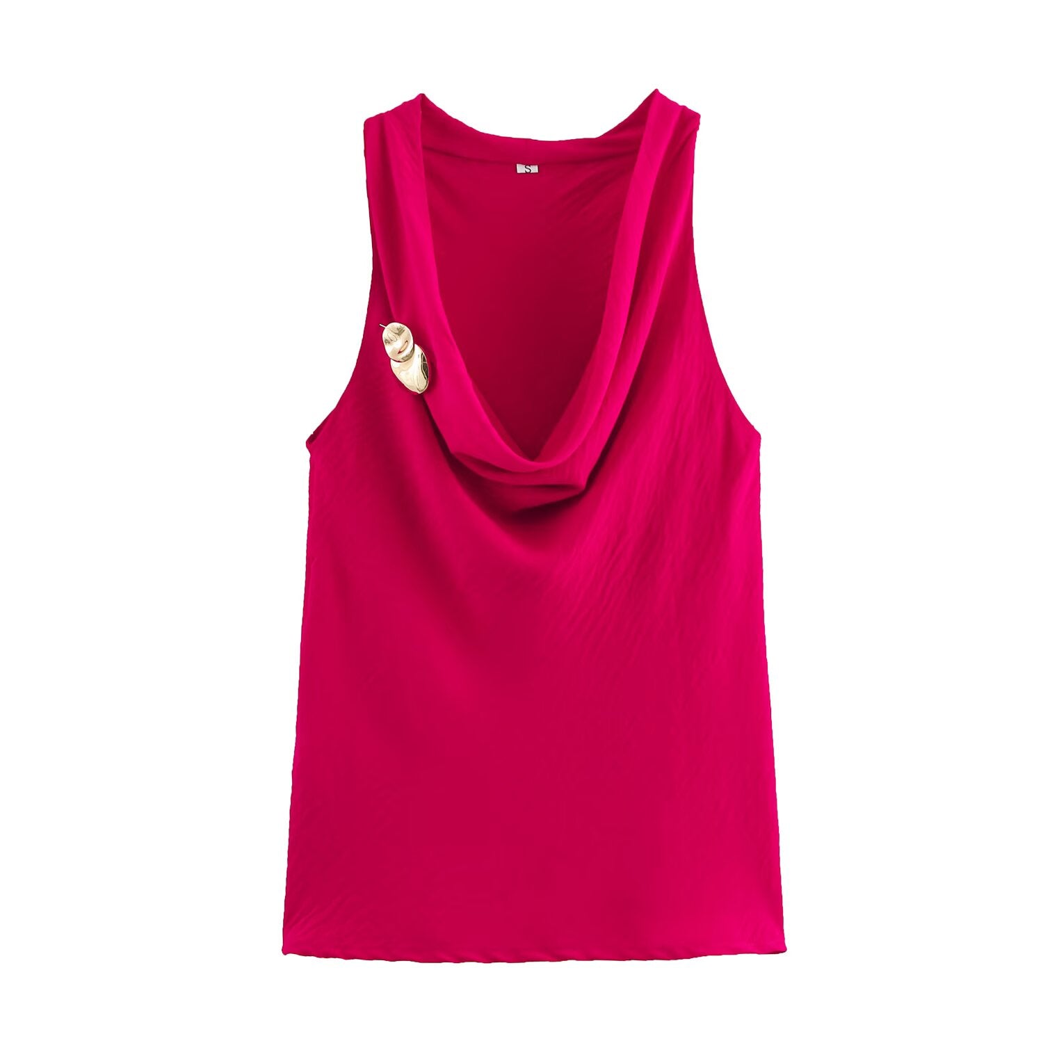 Women French Stylish Simple Gold Inlaid Sleeveless Top