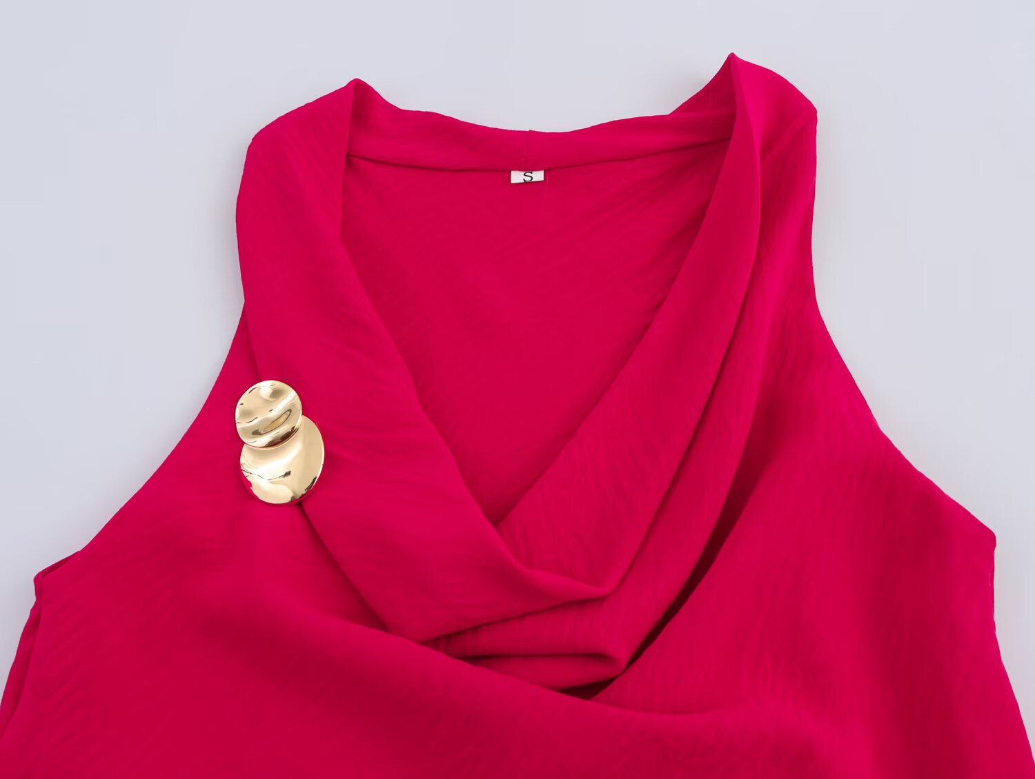 Women French Stylish Simple Gold Inlaid Sleeveless Top