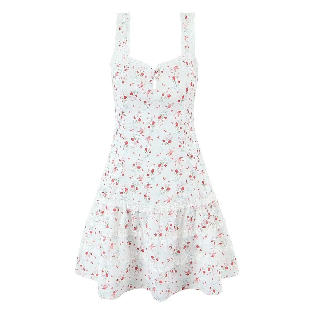 Summer Women Clothing Design Red French Wooden Ear Sleeveless Dress