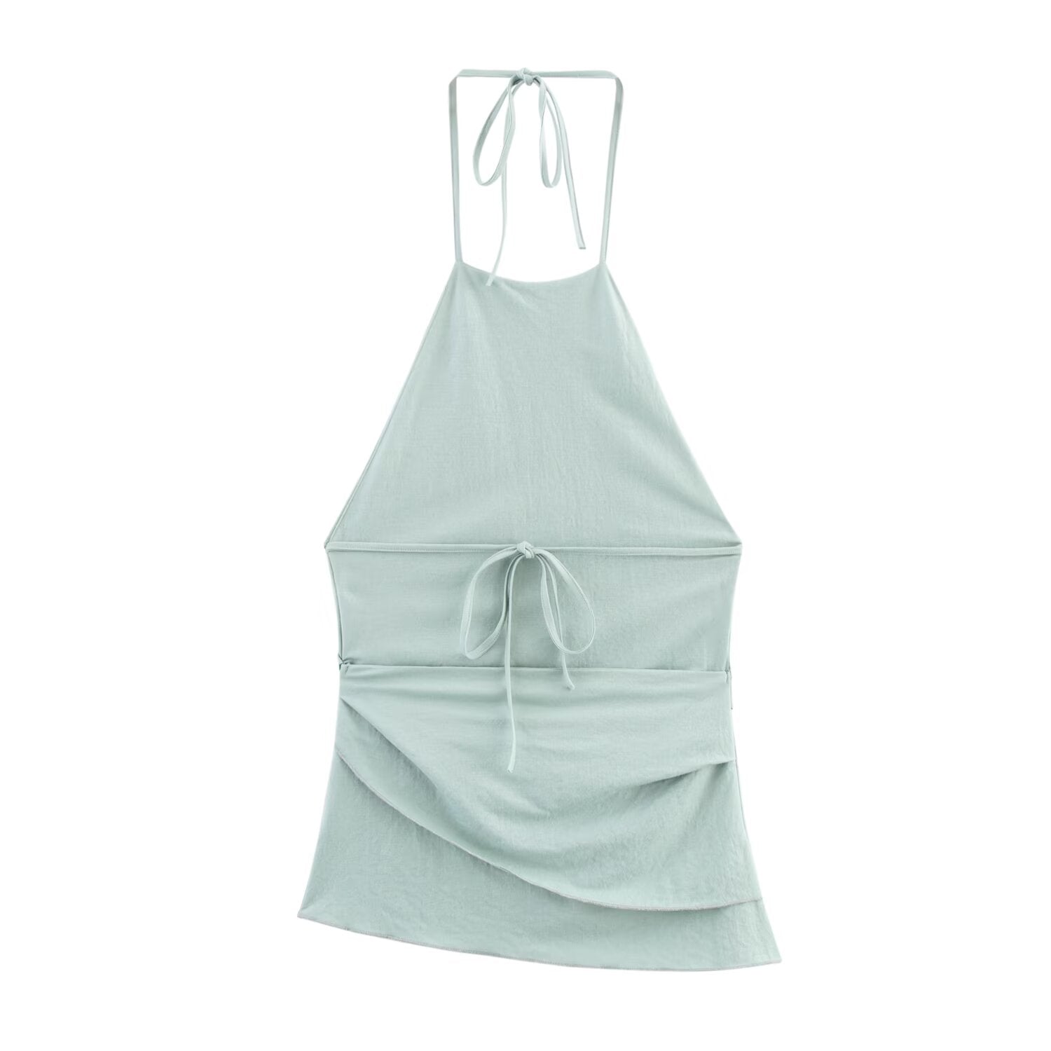 Summer Women Clothing Simple Backless Hanging Collar Top