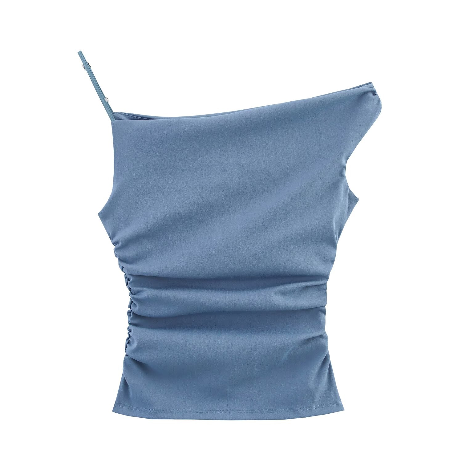 Women Clothing French All Match Pleated Asymmetric Top
