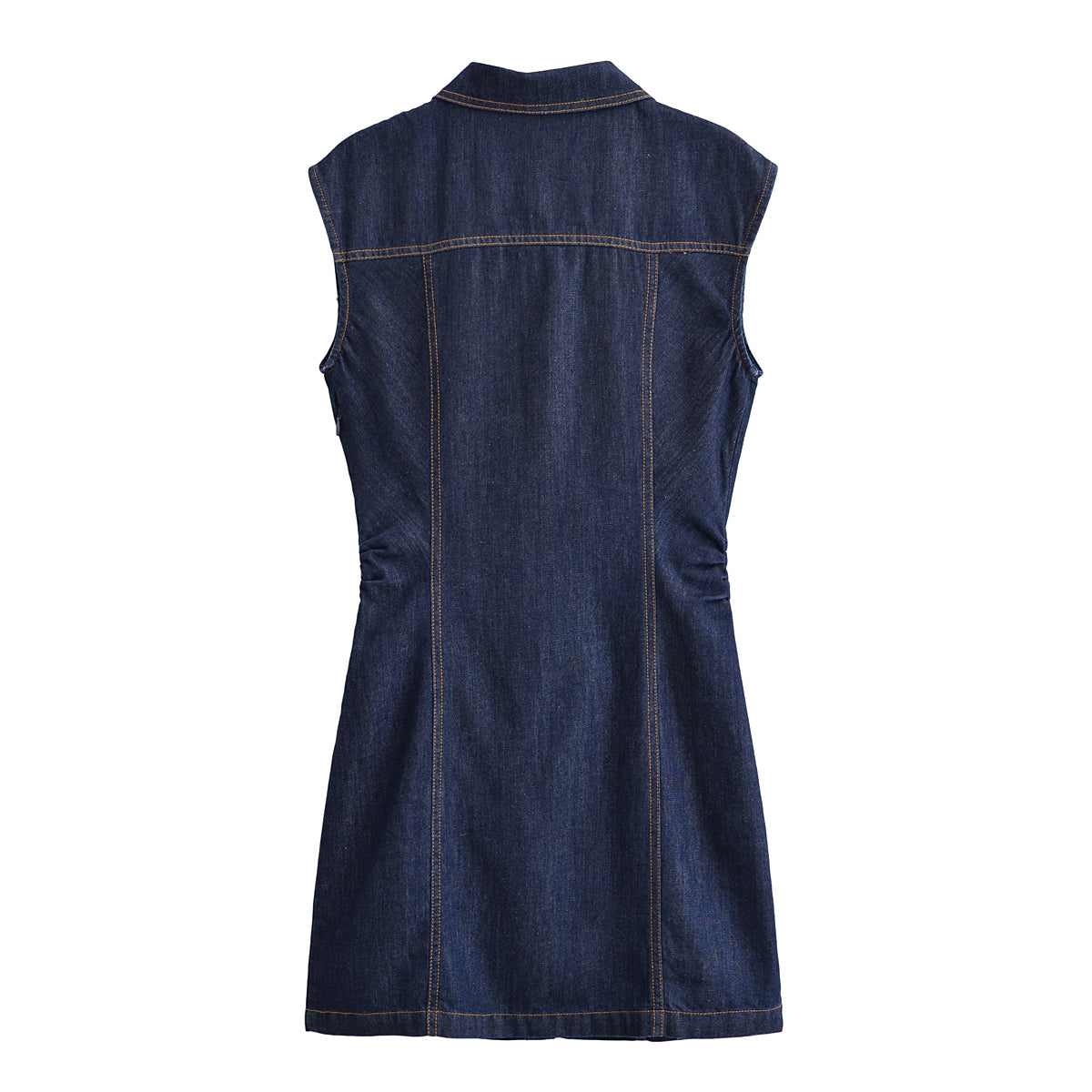Summer Denim Mini Pleated Sleeveless Dress