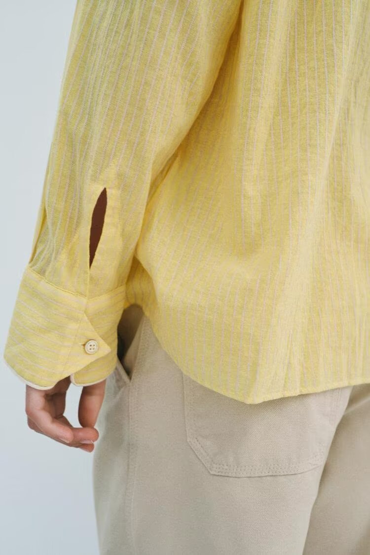 Spring Women Clothing Fashionable All Match Striped Pleated Shirt