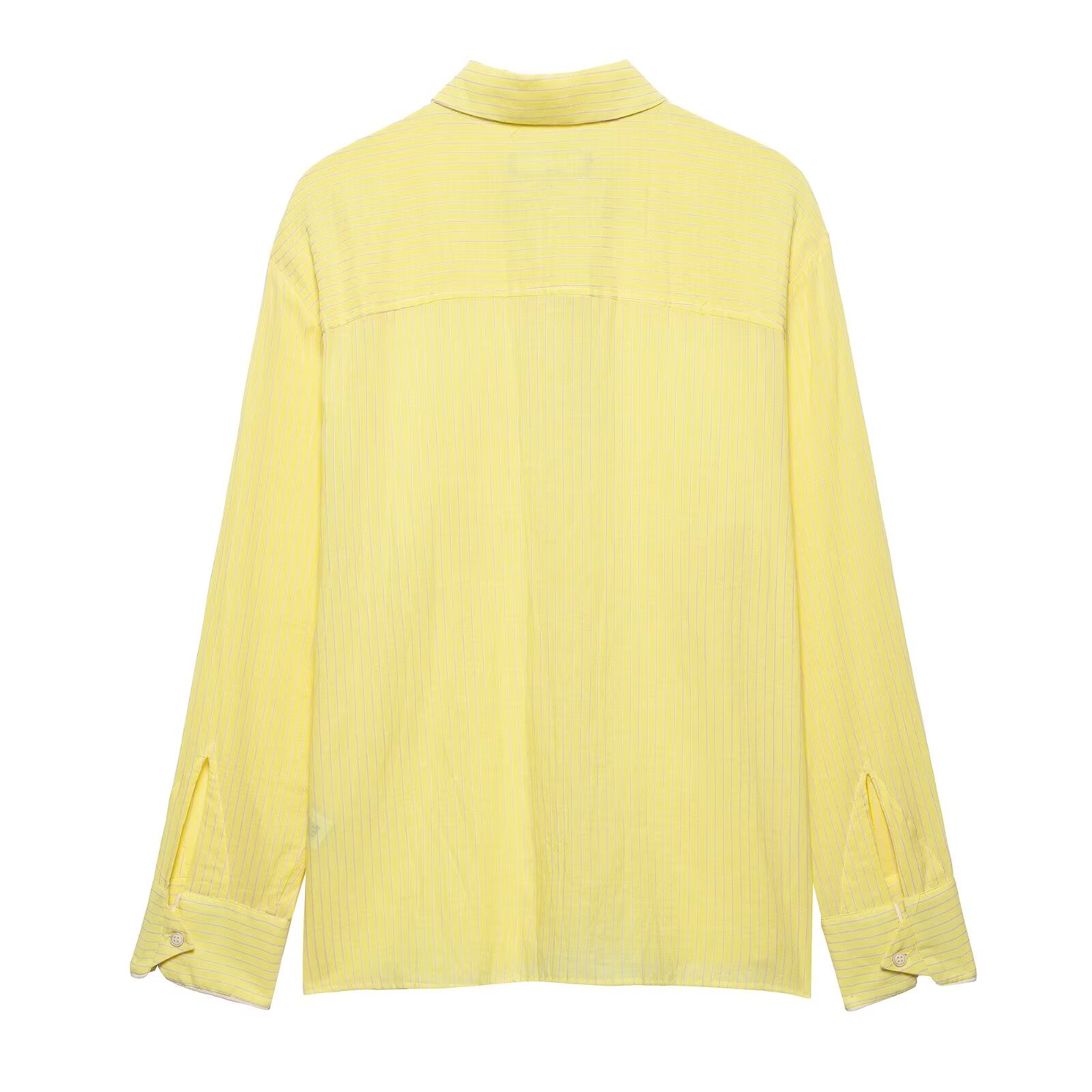 Spring Women Clothing Fashionable All Match Striped Pleated Shirt