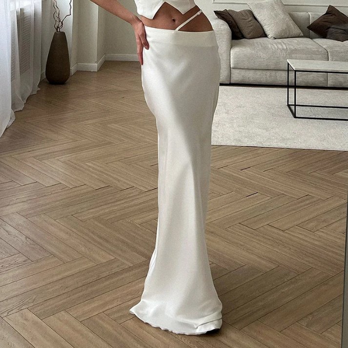 Solid Color Long Skirt Spring Summer Comfort Soft Slim Fit Skirt Women