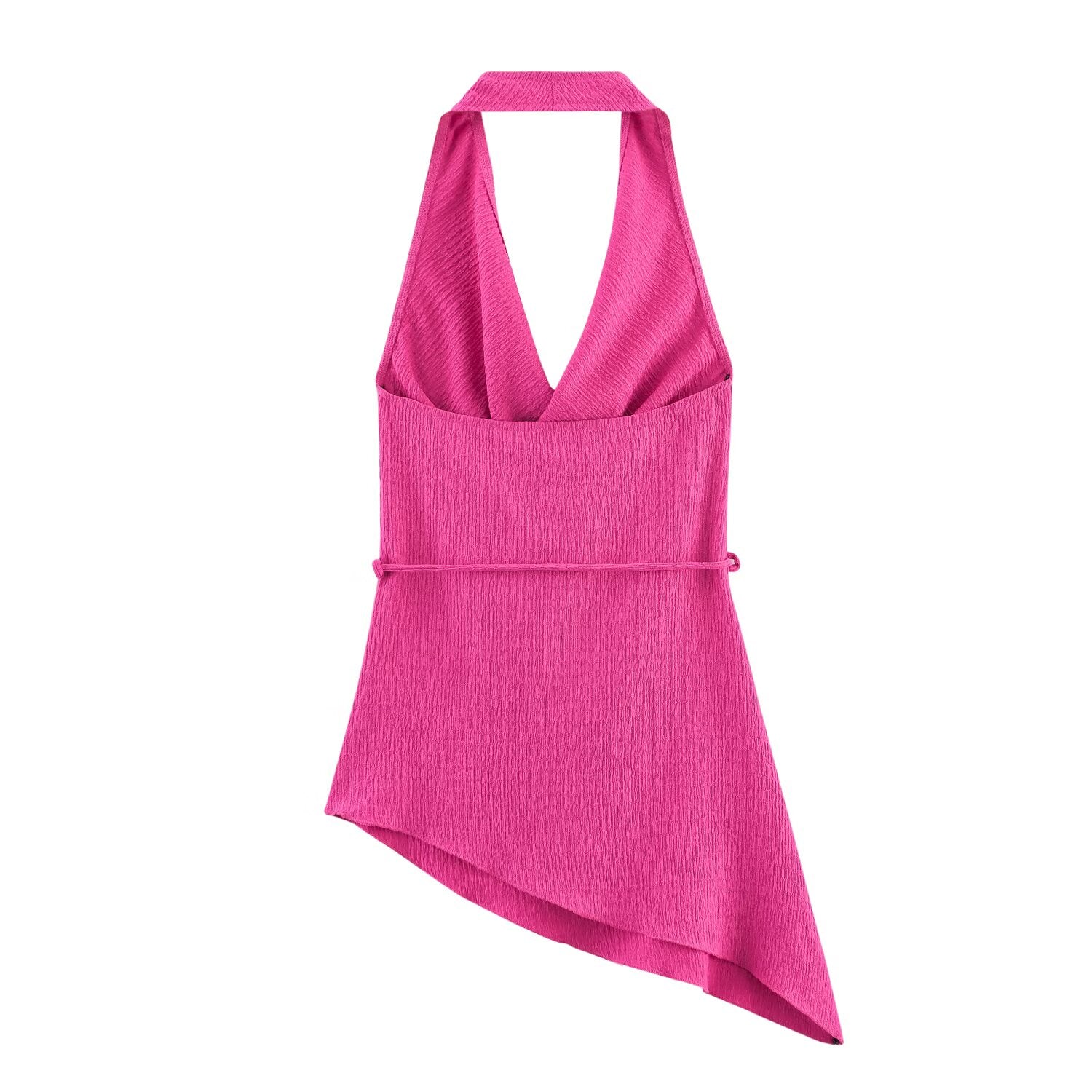 Summer Women Clothing Texture Asymmetric Top Draping Trousers Set Women