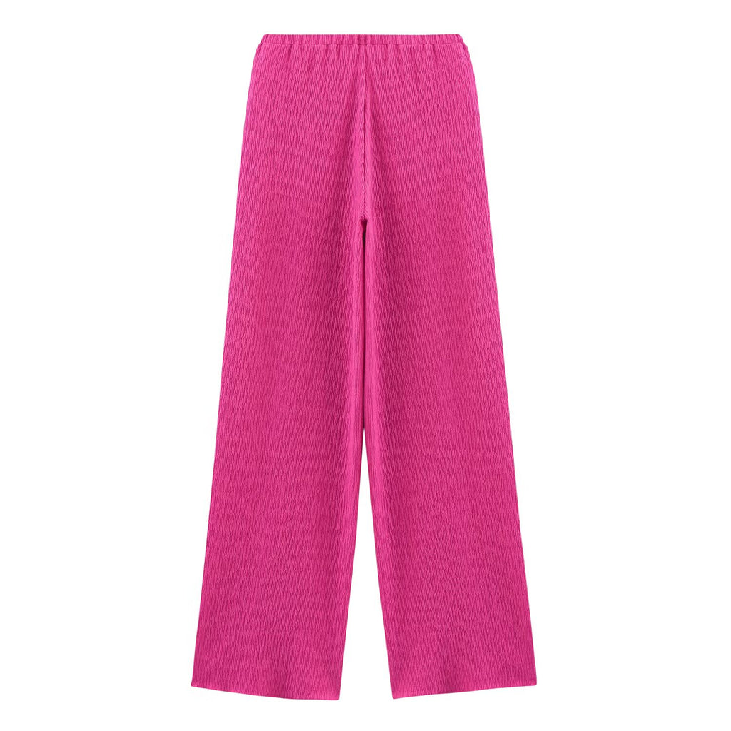 Summer Women Clothing Texture Asymmetric Top Draping Trousers Set Women
