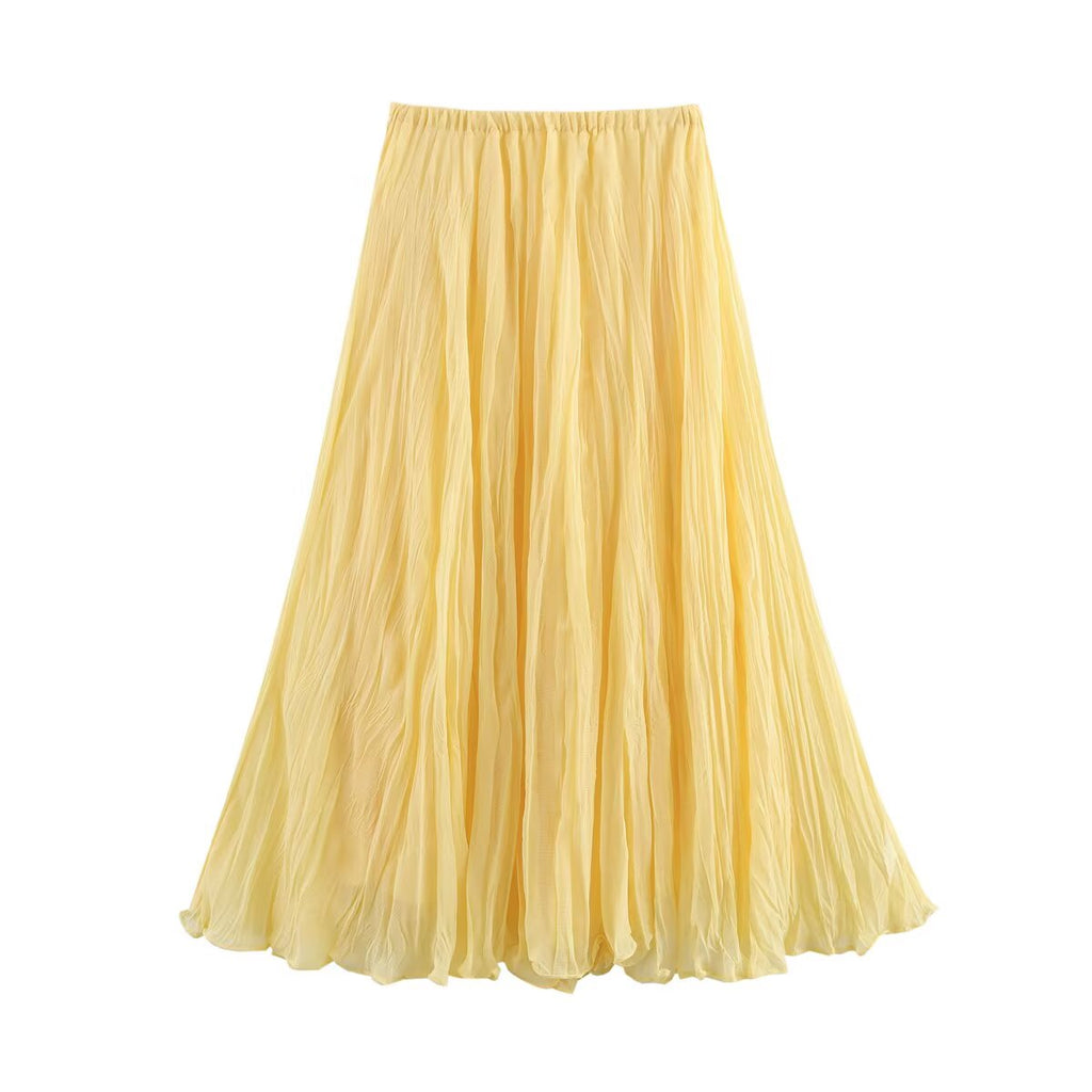 Women Clothing Top Product Wrinkle Classic All Matching Graceful High Waist Slimming Skirt