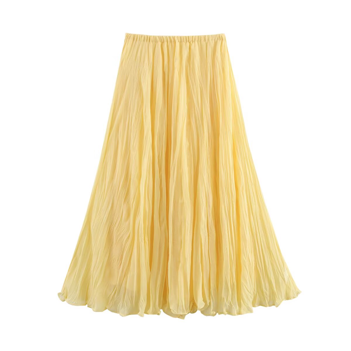 Women Clothing Top Product Wrinkle Classic All Matching Graceful High Waist Slimming Skirt
