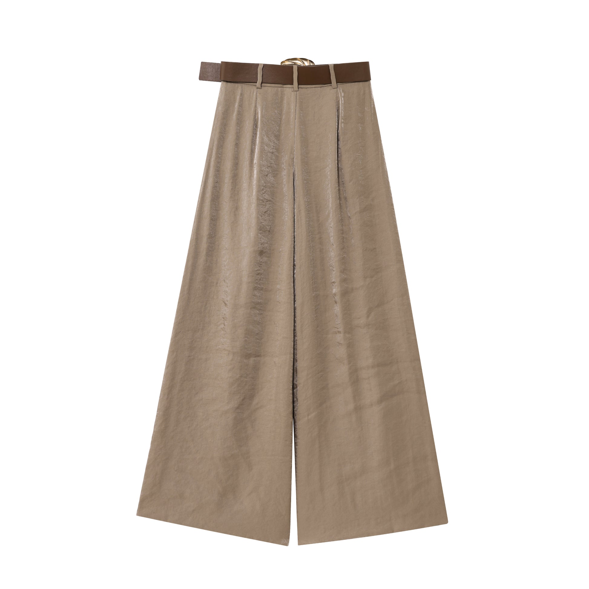 Summer All Match Belt Silk Satin Casual Straight Pants