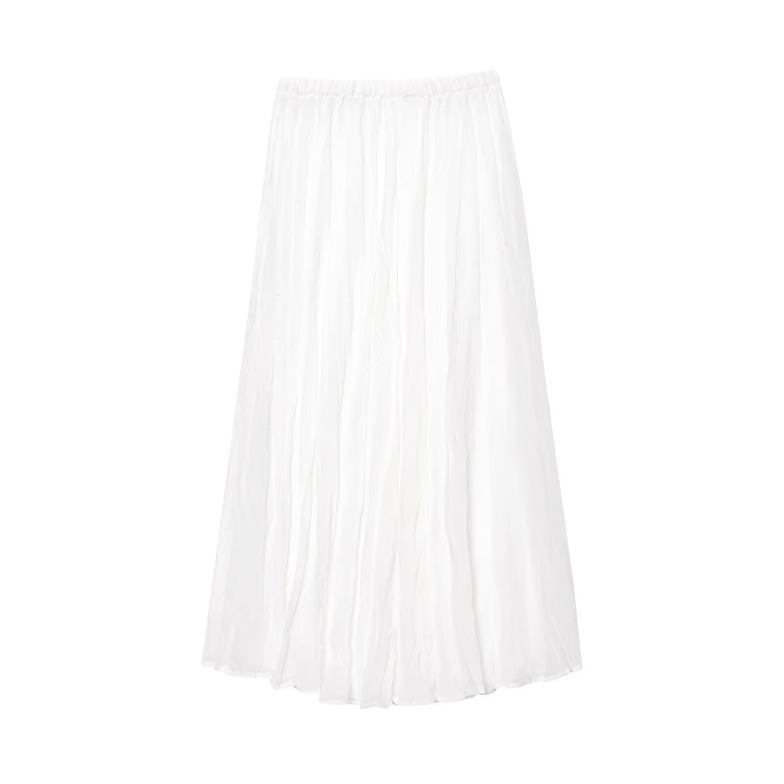 Spring Women Clothing All Match Wrinkle Effect Midi Skirts