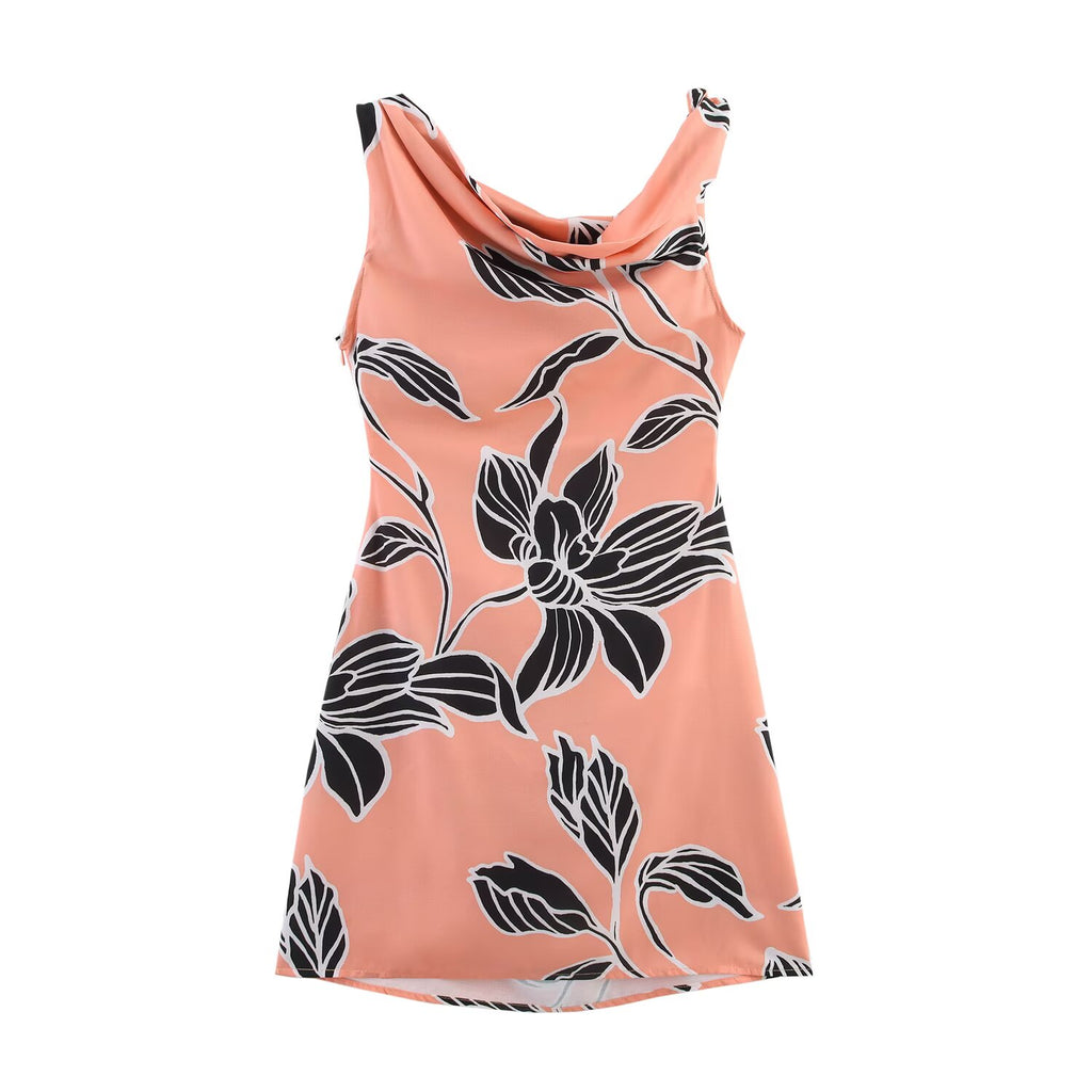 Women Clothing Blended Printing Mini Dress
