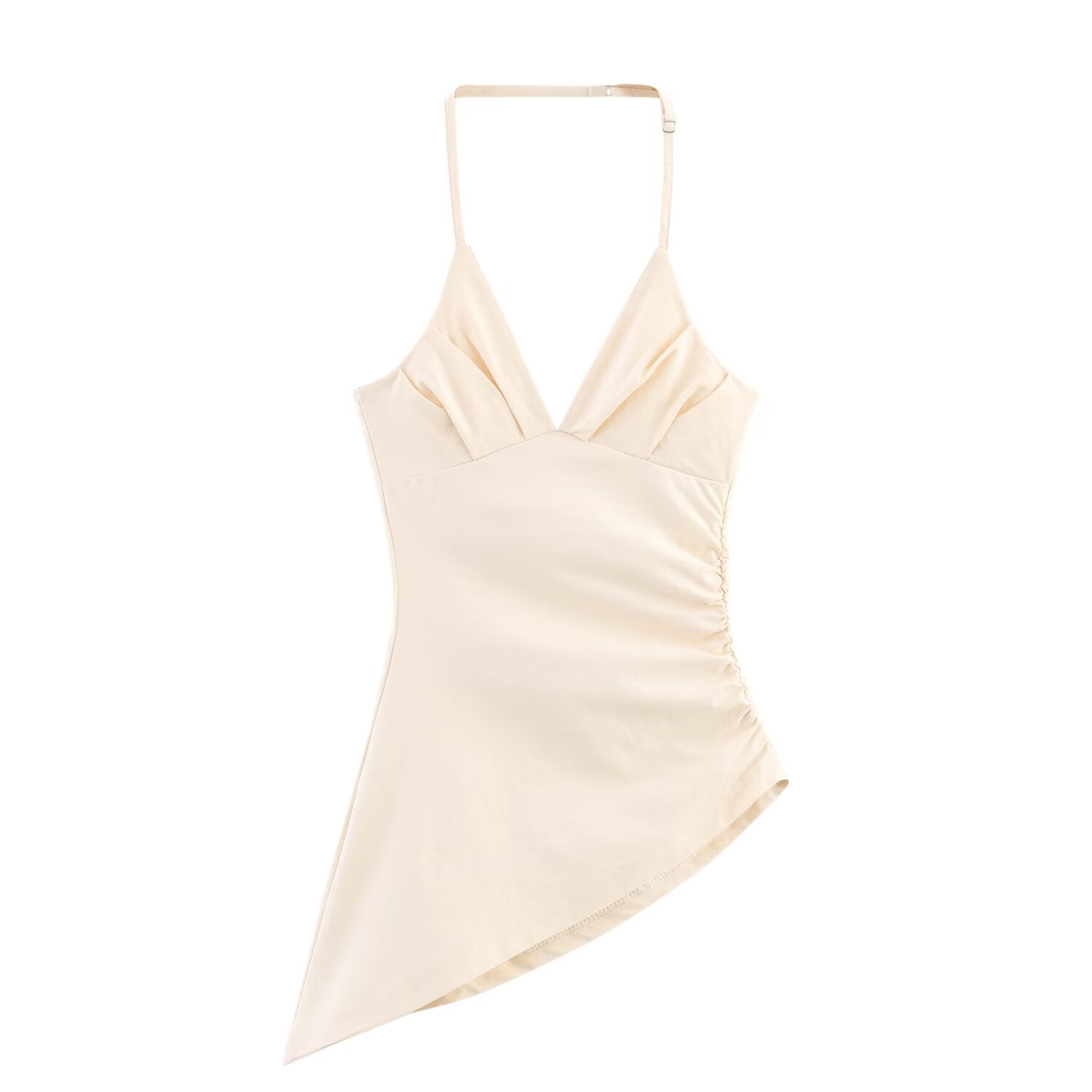 Women Clothing Summer V neck Sexy Pleated Sling Top Slim Fit Inner Wear All Matching