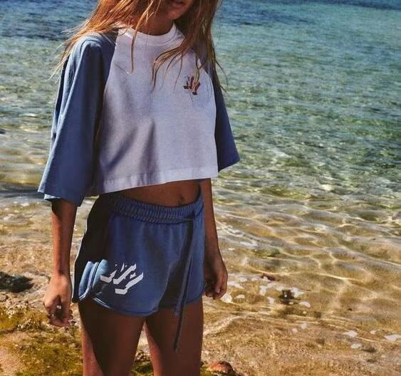 Spring Summer Women Casual round Neck Short Sleeves T shirt Drawstring Shorts