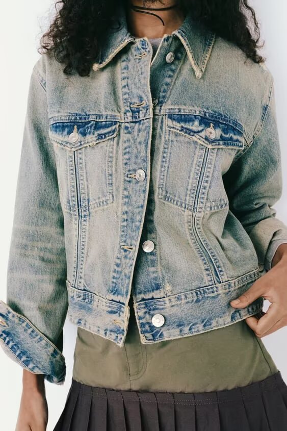 Spring Summer Women Casual Polo Collar Long Sleeve Denim Jacket Coat